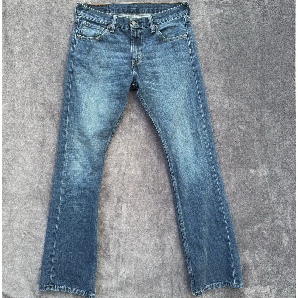 Levis Mens 527 Jeans Slim Bootcut Dark Blue Denim 30x32 Cotton Pants